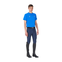 T-shirt homme Equestro x FISE coupe slim manches courtes Bleu de savoie