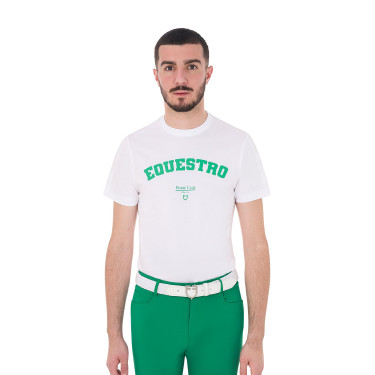 Heren T-shirt Equestro Horse Club van katoen met korte mouwen Wit Heren T-shirt Equestro Horse Club van katoen met korte mouwen Wit