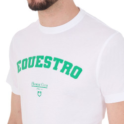 T-shirt homme Equestro Horse Club en coton manches courtes Blanc T-shirt homme Equestro Horse Club en coton manches courtes Blanc
