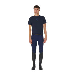 Heren T-shirt Equestro basic met ton-sur-ton logo, korte mouwen Marine Marineblauw
