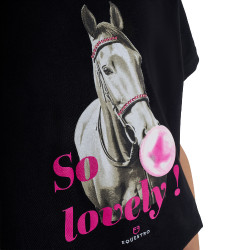 Meisjes T-shirt Equestro So Lovely van katoen met korte mouwen Zwart Meisjes T-shirt Equestro So Lovely van katoen met korte mouwen Zwart