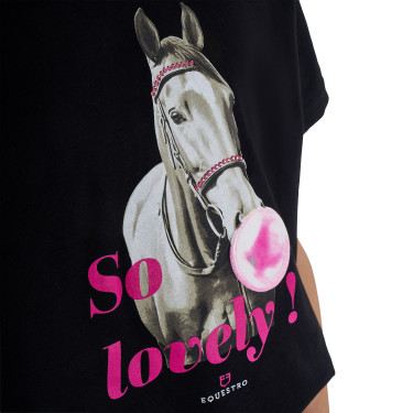 Meisjes T-shirt Equestro So Lovely van katoen met korte mouwen Zwart Meisjes T-shirt Equestro So Lovely van katoen met korte mouwen Zwart
