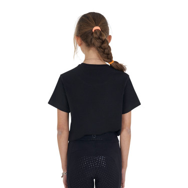 T-shirt fille Equestro Ready To The Party en coton avec strass manches courtes Noir
