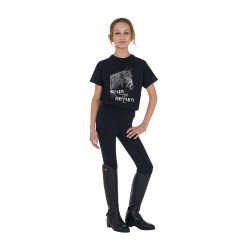 Meisjes T-shirt Equestro Ready To The Party van katoen met strass, korte mouwen Zwart