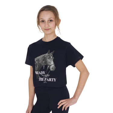 T-shirt fille Equestro Ready To The Party en coton avec strass manches courtes Marine Bleu marine T-shirt fille Equestro Ready To The Party en coton avec strass manches courtes Marine Bleu marine