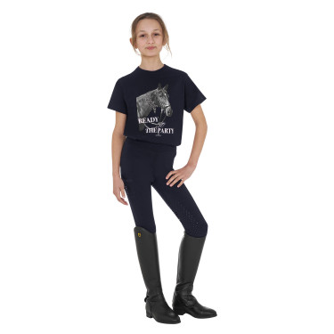 T-shirt fille Equestro Ready To The Party en coton avec strass manches courtes Marine Bleu marine T-shirt fille Equestro Ready To The Party en coton avec strass manches courtes Marine Bleu marine