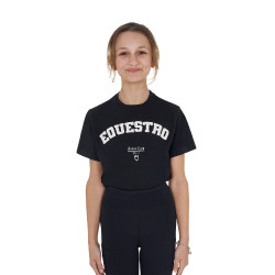 T-shirt fille Equestro Horse Club coton manches courtes Noir T-shirt fille Equestro Horse Club coton manches courtes Noir