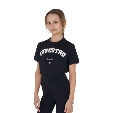 T-shirt fille Equestro Horse Club coton manches courtes Noir T-shirt fille Equestro Horse Club coton manches courtes Noir