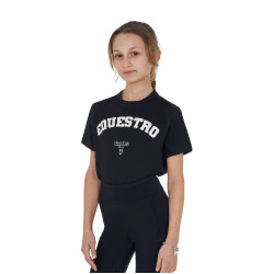 T-shirt meisje Equestro Horse Club katoen korte mouwen Zwart T-shirt meisje Equestro Horse Club katoen korte mouwen Zwart