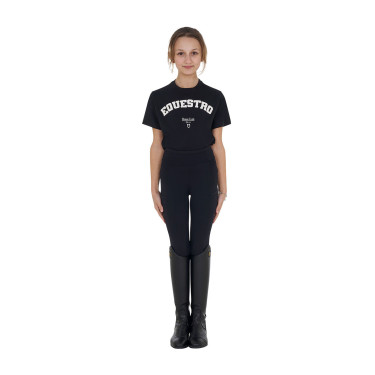 T-shirt fille Equestro Horse Club coton manches courtes Noir T-shirt fille Equestro Horse Club coton manches courtes Noir