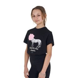Meisjes T-shirt Equestro Head In The Clouds van katoen met korte mouwen Zwart