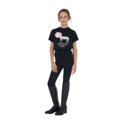 Meisjes T-shirt Equestro Head In The Clouds van katoen met korte mouwen Zwart