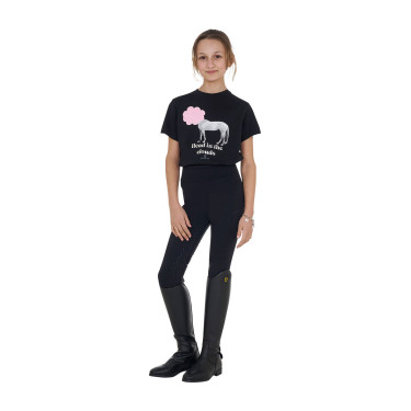 Meisjes T-shirt Equestro Head In The Clouds van katoen met korte mouwen Zwart