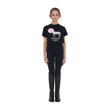 Meisjes T-shirt Equestro Head In The Clouds van katoen met korte mouwen Zwart