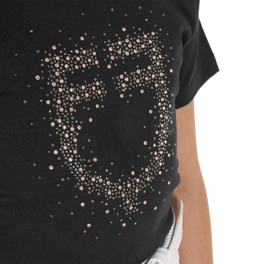 T-shirt fille Equestro coupe slim à logo pailleté rose manches courtes Noir