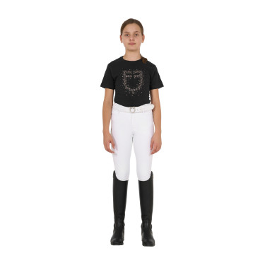 T-shirt fille Equestro coupe slim à logo pailleté rose manches courtes Noir