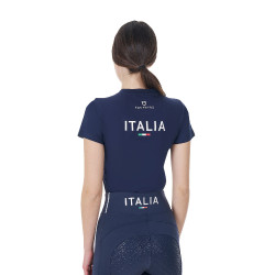 Dames paardrij T-shirt slim fit Equestro x FISE kort