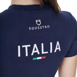 Dames paardrij T-shirt slim fit Equestro x FISE kort