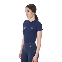 Dames paardrij T-shirt slim fit Equestro x FISE kort