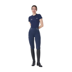Dames paardrij T-shirt slim fit Equestro x FISE kort