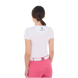 Dames T-shirt Equestro So Lovely van katoen met korte mouwen Wit Dames T-shirt Equestro So Lovely van katoen met korte mouwen Wit