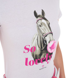 Dames T-shirt Equestro So Lovely van katoen met korte mouwen Wit Dames T-shirt Equestro So Lovely van katoen met korte mouwen Wit