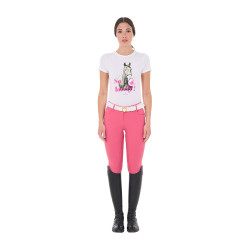 T-shirt femme Equestro So Lovely en coton manches courtes Blanc T-shirt femme Equestro So Lovely en coton manches courtes Blanc