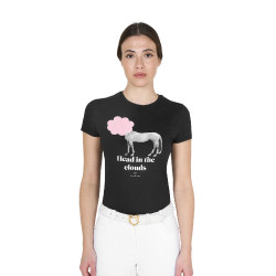 Equestro dames T‑shirt katoen – paardrijden, korte mouw