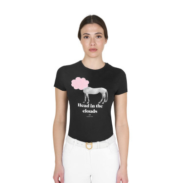 Equestro dames T‑shirt katoen – paardrijden, korte mouw