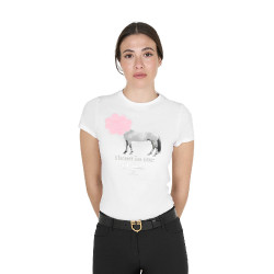 Dames T-shirt Equestro Head In The Clouds van katoen met korte mouwen Wit Dames T-shirt Equestro Head In The Clouds van katoen met korte mouwen Wit