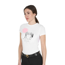 Dames T-shirt Equestro Head In The Clouds van katoen met korte mouwen Wit Dames T-shirt Equestro Head In The Clouds van katoen met korte mouwen Wit