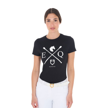 T-shirt femme Equestro EQ coton manches courtes Noir T-shirt femme Equestro EQ coton manches courtes Noir