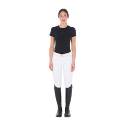 T-shirt femme Equestro basique logo ton sur ton manches courtes Noir