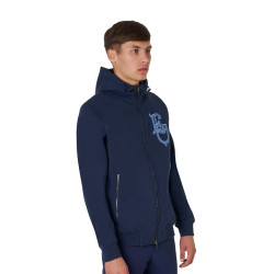 Sweat homme Equestro EQ à zip frontal Marine blazer Bleu marine