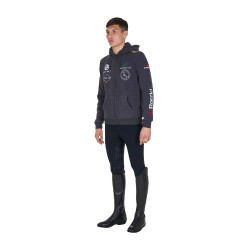 Sweat à capuche homme équitation Equestro multi-logo