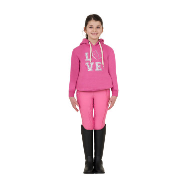 Sweat à capuche fille Equestro Winter Love Rose château Sweat à capuche fille Equestro Winter Love Rose château