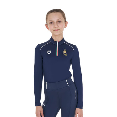 Unisex kindershirt met lange mouwen Equestro x FISE Marineblazer Marineblauw Unisex kindershirt met lange mouwen Equestro x FISE Marineblazer Marineblauw