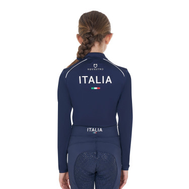 Unisex kindershirt met lange mouwen Equestro x FISE Marineblazer Marineblauw Unisex kindershirt met lange mouwen Equestro x FISE Marineblazer Marineblauw