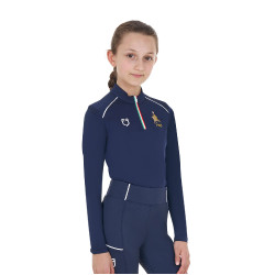 Unisex kindershirt met lange mouwen Equestro x FISE Marineblazer Marineblauw Unisex kindershirt met lange mouwen Equestro x FISE Marineblazer Marineblauw