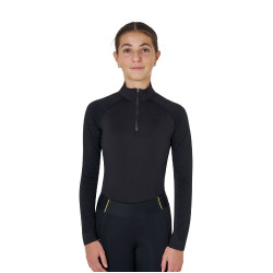 Sous-couche enfant unisexe Equestro en tissu technique Noir / noir