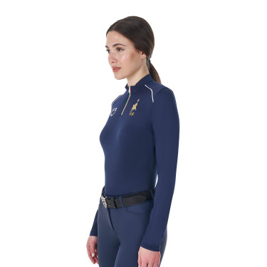 Sous-couche d’entraînement femme Equestro x FISE Marine blazer Bleu marine