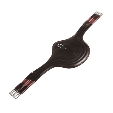 Sangle de saut Equestro en cuir avec protège-boucles Marron foncé Sangle de saut Equestro en cuir avec protège-boucles Marron foncé