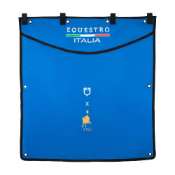 Tenture de box long Equestro x FISE avec logo brodé Bleu de savoie