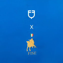 Tenture de box long Equestro x FISE avec logo brodé Bleu de savoie