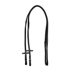 Rênes en cuir et caoutchouc Equestro violet fitting Noir