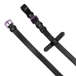 Rênes en cuir et caoutchouc Equestro violet fitting Noir