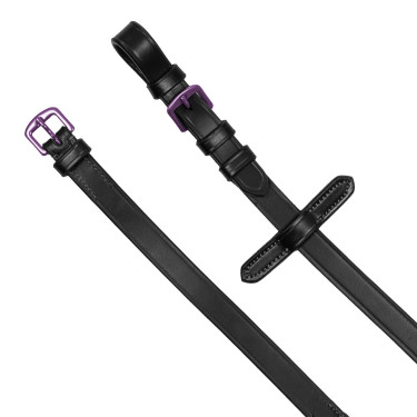 Rênes en cuir et caoutchouc Equestro violet fitting Noir