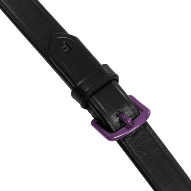 Rênes en cuir et caoutchouc Equestro violet fitting Noir
