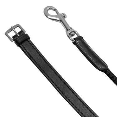 Rênes allemandes Equestro en nylon et cuir doublé Noir