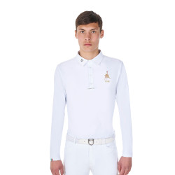 Wedstrijdpolo voor heren met lange mouwen Equestro x FISE Wit Wedstrijdpolo voor heren met lange mouwen Equestro x FISE Wit